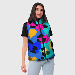 Женский жилет Радужный неоновый леопард, цвет: 3D-светло-серый — фото 2