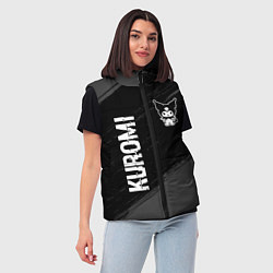 Женский жилет Kuromi glitch на темном фоне вертикально, цвет: 3D-черный — фото 2