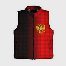Женский жилет Герб РФ текстура красный, цвет: 3D-светло-серый