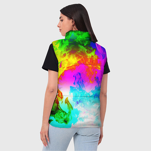 Женский жилет Неоново кислотный огонь / 3D-Черный – фото 4