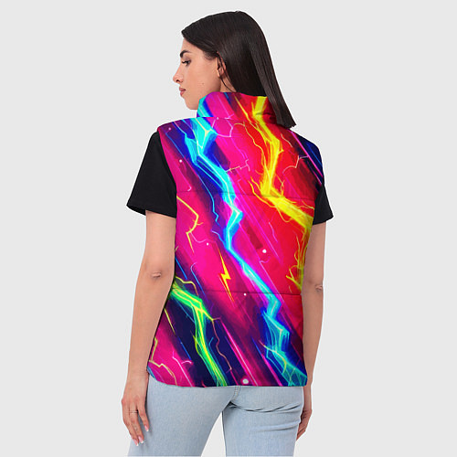 Женский жилет Абстракция из неоновых молний - нейроарт / 3D-Светло-серый – фото 4