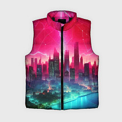 Женский жилет Неоновая гроза в мегаполисе - удар молнии