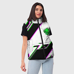 Женский жилет Cyberpunk logo geometry, цвет: 3D-светло-серый — фото 2