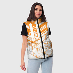 Женский жилет Агрессивные оранжевые полосы на белом фоне, цвет: 3D-светло-серый — фото 2