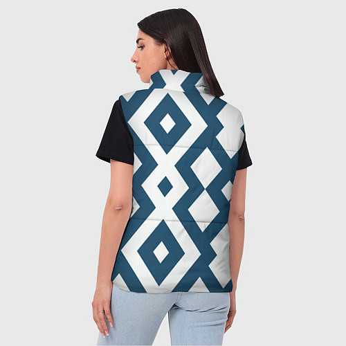 Женский жилет Геометрический узор ромб синий / 3D-Черный – фото 4