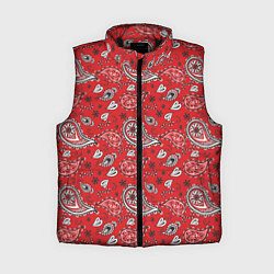 Женский жилет Узор бандана красночерный