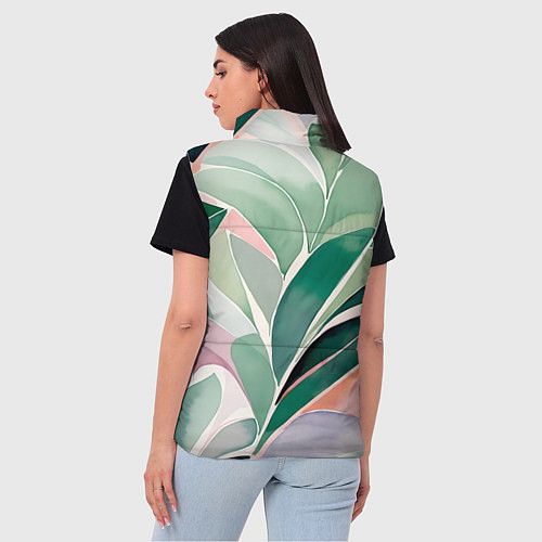 Женский жилет Листья акварель / 3D-Черный – фото 4