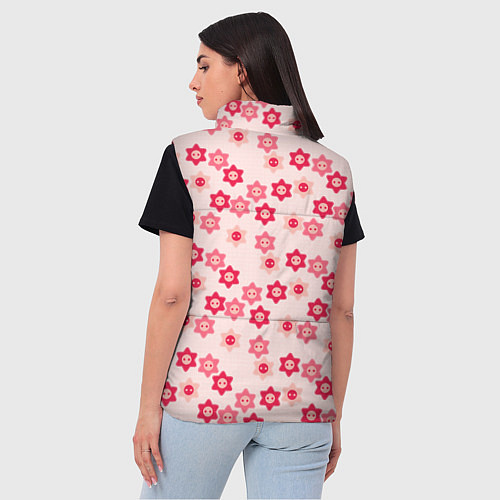 Женский жилет Паттерн с розовыми цветочными пуговицами / 3D-Красный – фото 4