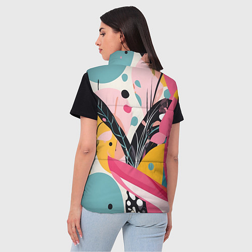 Женский жилет Листья цветы абстракция / 3D-Черный – фото 4