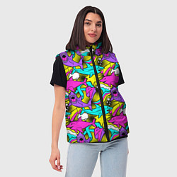 Женский жилет Цветные акулы паттерн, цвет: 3D-черный — фото 2