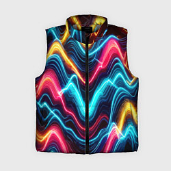 Женский жилет Хаотичные неоновые полосы - абстракция, цвет: 3D-светло-серый