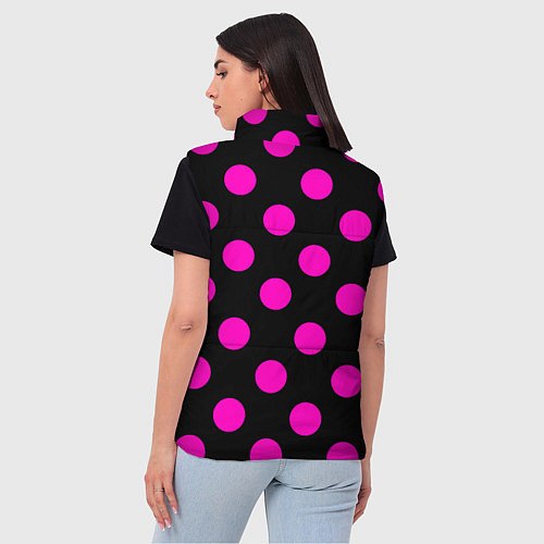 Женский жилет Эмо эстетика - черно розовый горох / 3D-Черный – фото 4