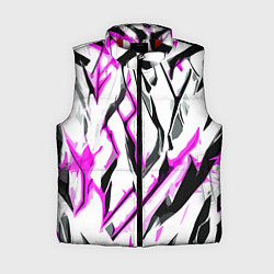 Женский жилет Чёрно-розовые агрессивные полосы на белом фоне, цвет: 3D-красный