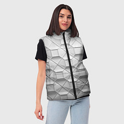 Женский жилет Бело серая геометрия, цвет: 3D-красный — фото 2