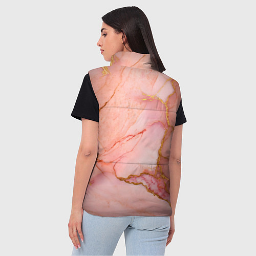 Женский жилет Текстура розового мрамора с золотом / 3D-Черный – фото 4
