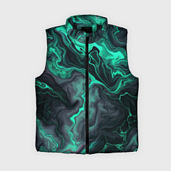 Женский жилет Бирюзовый мрамор на черном фоне
