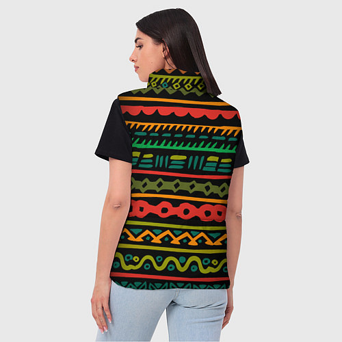 Женский жилет Ethnic ornament on black / 3D-Черный – фото 4