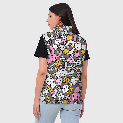 Женский жилет Зайчики с черепами паттерн / 3D-Светло-серый – фото 4