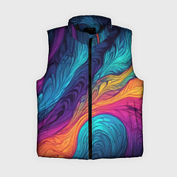 Женский жилет Перья эбру абстракция, цвет: 3D-черный