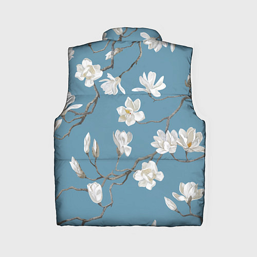 Женский жилет Цветы акварелью ветки магнолии / 3D-Светло-серый – фото 2
