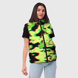 Женский жилет Камуфляж зелёный глитч, цвет: 3D-светло-серый — фото 2