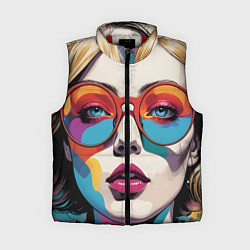 Женский жилет Девушка в солнечных очках поп-арт, цвет: 3D-красный