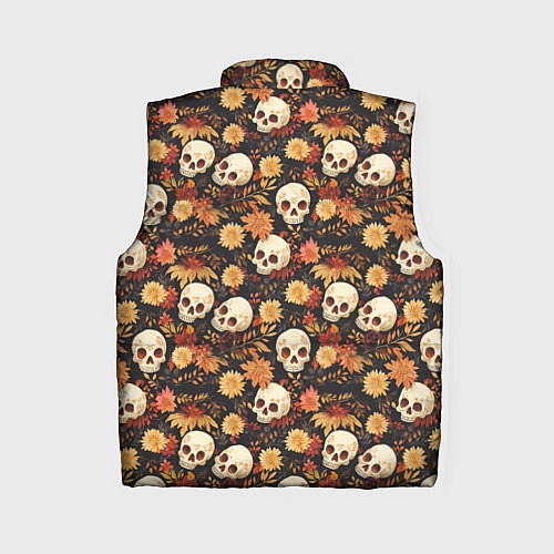 Женский жилет Черепа и цветы - паттерн / 3D-Светло-серый – фото 2