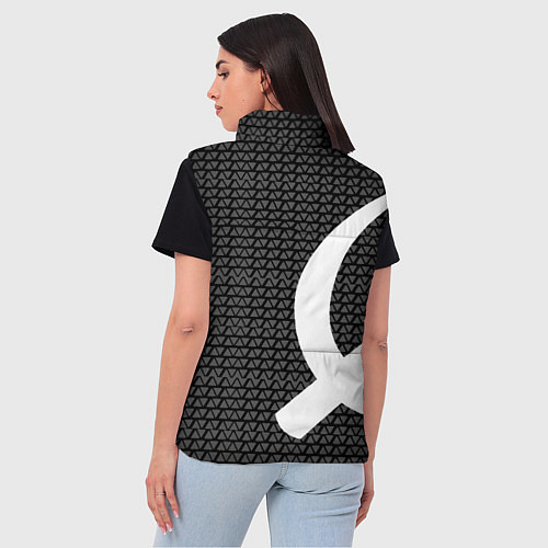 Женский жилет Герб РФ паттерн стиль ссср / 3D-Черный – фото 4