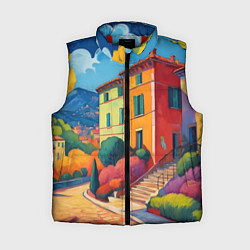 Женский жилет Живопись яркие домики фовизм, цвет: 3D-красный