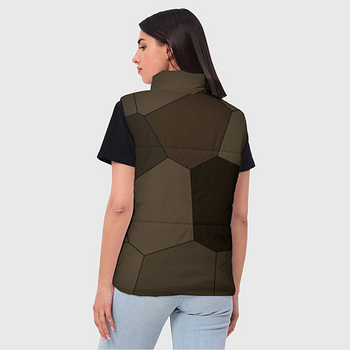 Женский жилет Тёмно-коричневый крупная мозаика / 3D-Черный – фото 4