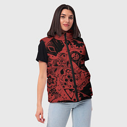 Женский жилет Матрёшка с черепом на фоне славянских узоров и бал, цвет: 3D-черный — фото 2