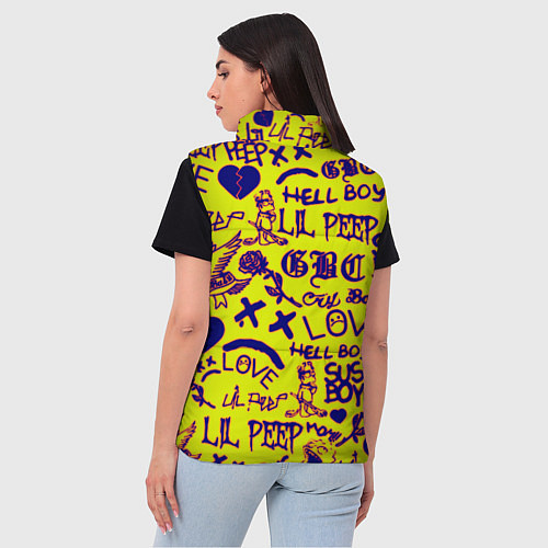 Женский жилет Lil peep rap pattern / 3D-Светло-серый – фото 4