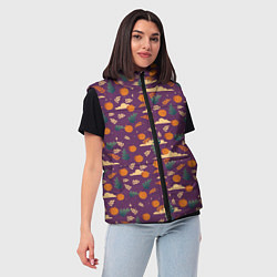Женский жилет Маленькие тыквы на фиолетовом фоне, цвет: 3D-светло-серый — фото 2