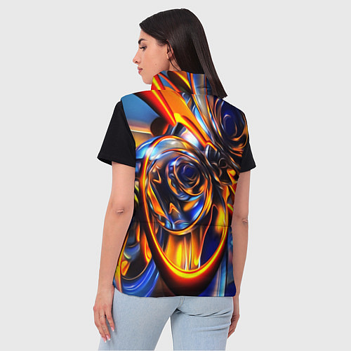 Женский жилет Жидкие краски фрактал / 3D-Красный – фото 4