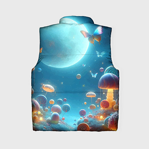 Женский жилет Сказочные грибы и бабочки под луной - фантазия / 3D-Светло-серый – фото 2