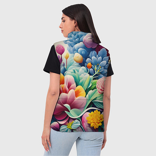 Женский жилет Объемные цветы лето / 3D-Светло-серый – фото 4