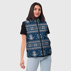 Женский жилет Вязаный зимний узор с милыми пингвинами, цвет: 3D-красный — фото 2