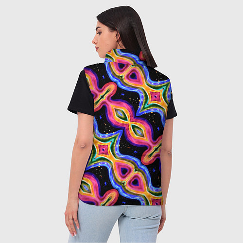 Женский жилет Красочный психоделический узор / 3D-Черный – фото 4