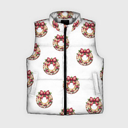 Женский жилет Много новогодних пончиков с бантиком и ягодами