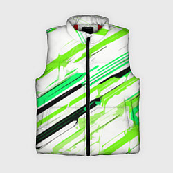 Женский жилет Чёрно-зелёно-салатовые полосы на белом фоне, цвет: 3D-красный