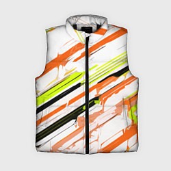 Женский жилет Оранжево-жёлто-чёрные полосы на белом фоне, цвет: 3D-черный