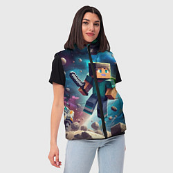 Женский жилет Стив с мечом в космосе -Майнкрафт, цвет: 3D-черный — фото 2