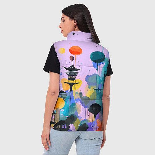 Женский жилет Фантазийный японский паттерн / 3D-Черный – фото 4