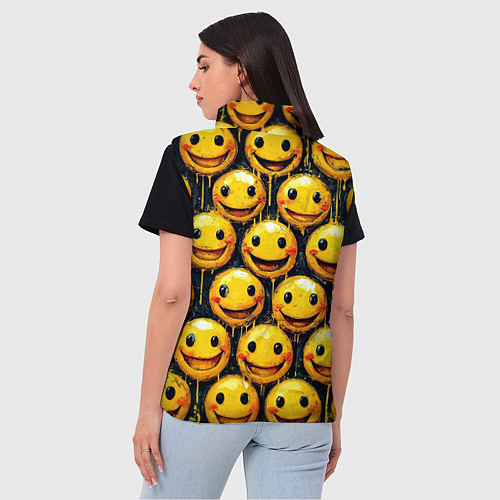 Женский жилет Смайлы краской с потеками / 3D-Черный – фото 4