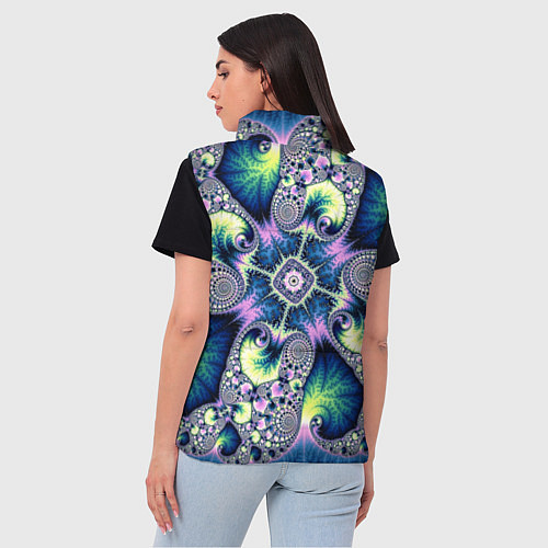 Женский жилет Оптический фрактал абстрактные узоры / 3D-Черный – фото 4