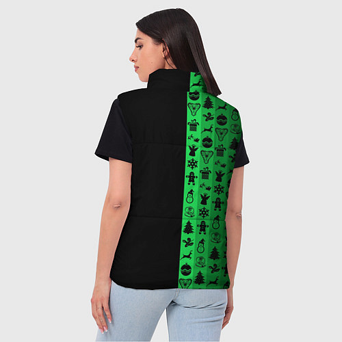 Женский жилет Новогодние узоры / 3D-Черный – фото 4