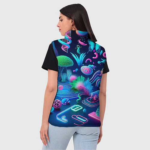 Женский жилет Фантастическая абстрактная композиция - сюрреализм / 3D-Черный – фото 4