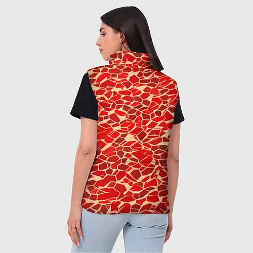 Женский жилет Красные плитки на кремовом фоне / 3D-Черный – фото 4