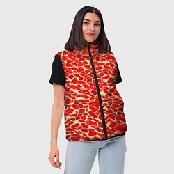 Женский жилет Красные плитки на кремовом фоне, цвет: 3D-черный — фото 2