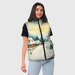 Женский жилет Праздничная деревушка, цвет: 3D-черный — фото 2